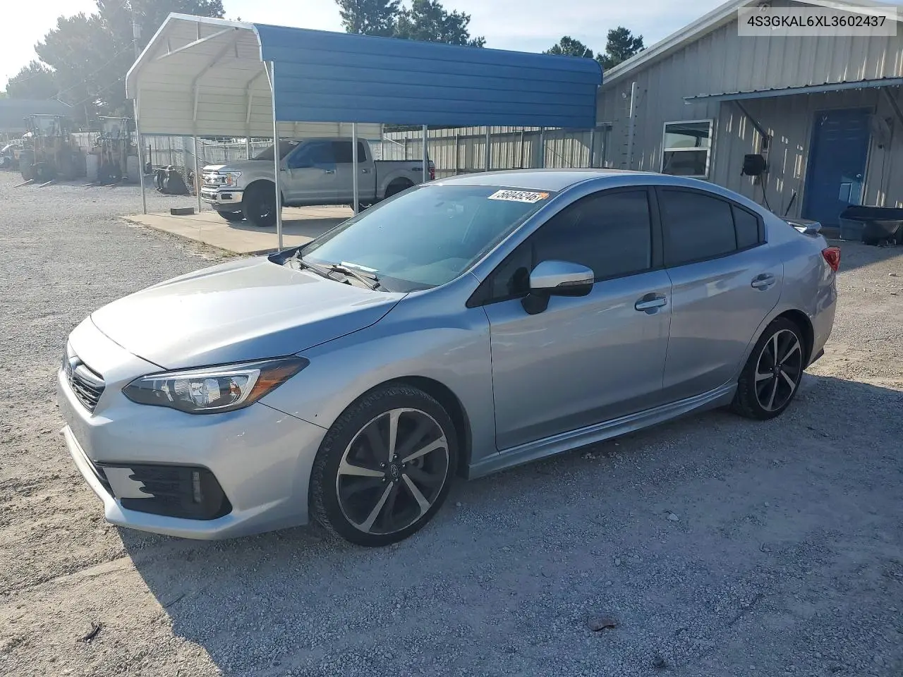 2020 Subaru Impreza Sport VIN: 4S3GKAL6XL3602437 Lot: 56045246