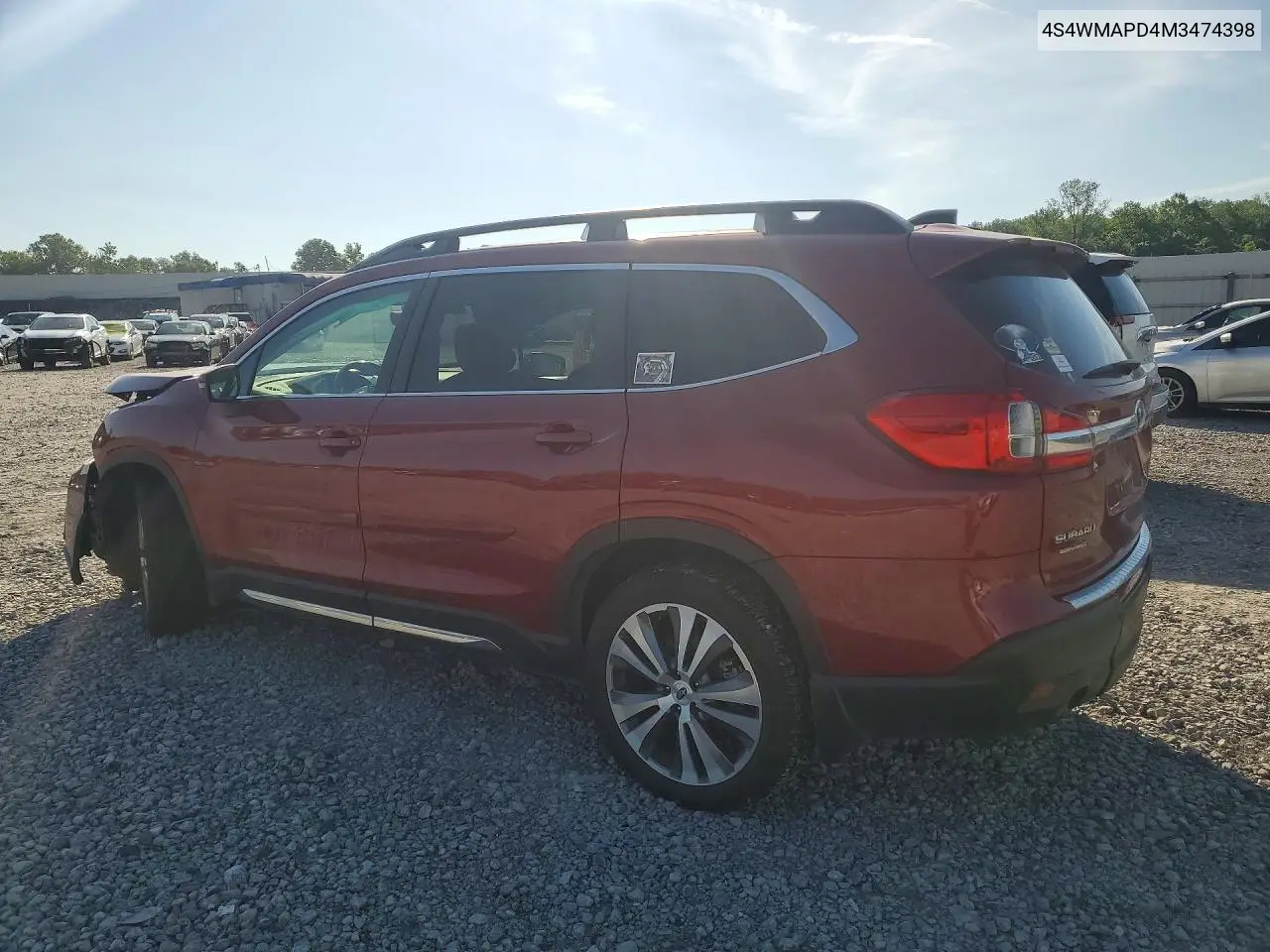 2021 Subaru Ascent Limited VIN: 4S4WMAPD4M3474398 Lot: 55882806