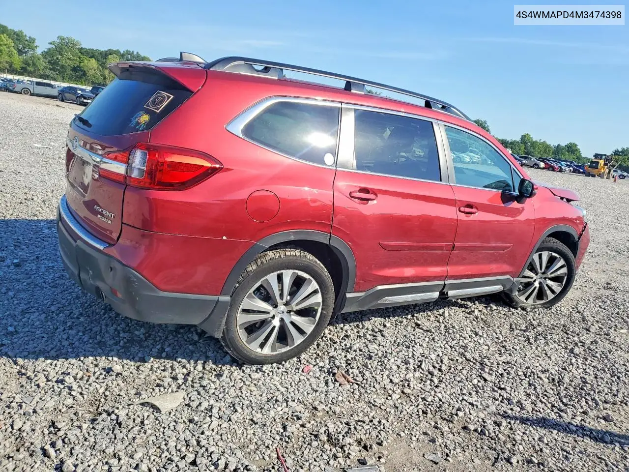2021 Subaru Ascent Limited VIN: 4S4WMAPD4M3474398 Lot: 55882806