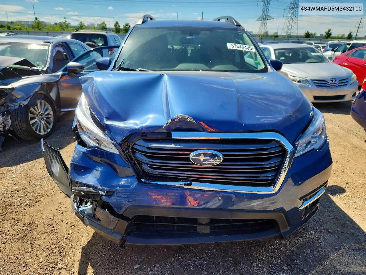 2021 Subaru Ascent Premium VIN: 4S4WMAFD5M3432100 Lot: 57848406