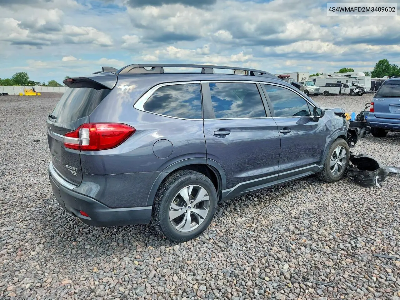 2021 Subaru Ascent Premium VIN: 4S4WMAFD2M3409602 Lot: 58595296
