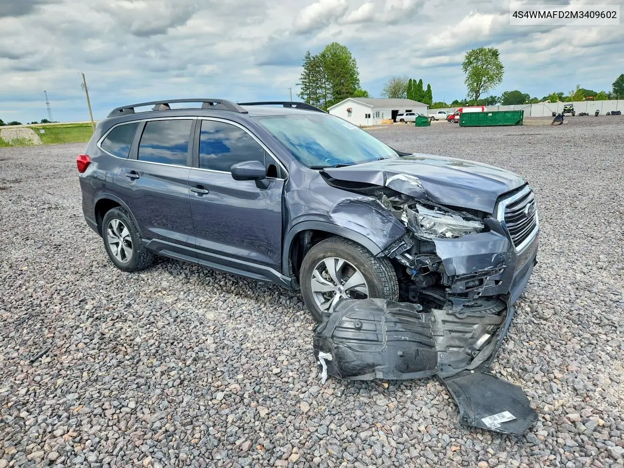 2021 Subaru Ascent Premium VIN: 4S4WMAFD2M3409602 Lot: 58595296