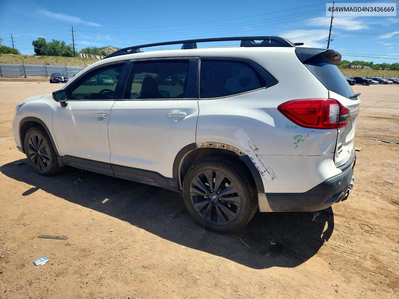 2022 Subaru Ascent Onyx Edition VIN: 4S4WMAGD4N3436669 Lot: 57926066