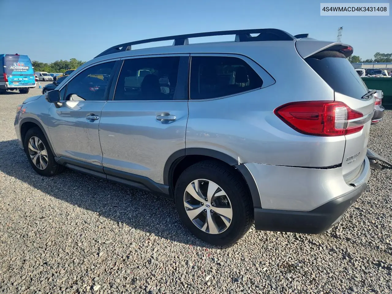 2019 Subaru Ascent Premium VIN: 4S4WMACD4K3431408 Lot: 62092166
