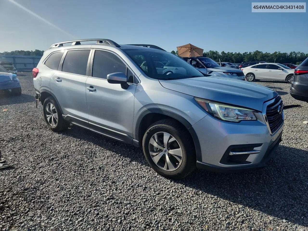 2019 Subaru Ascent Premium VIN: 4S4WMACD4K3431408 Lot: 62092166