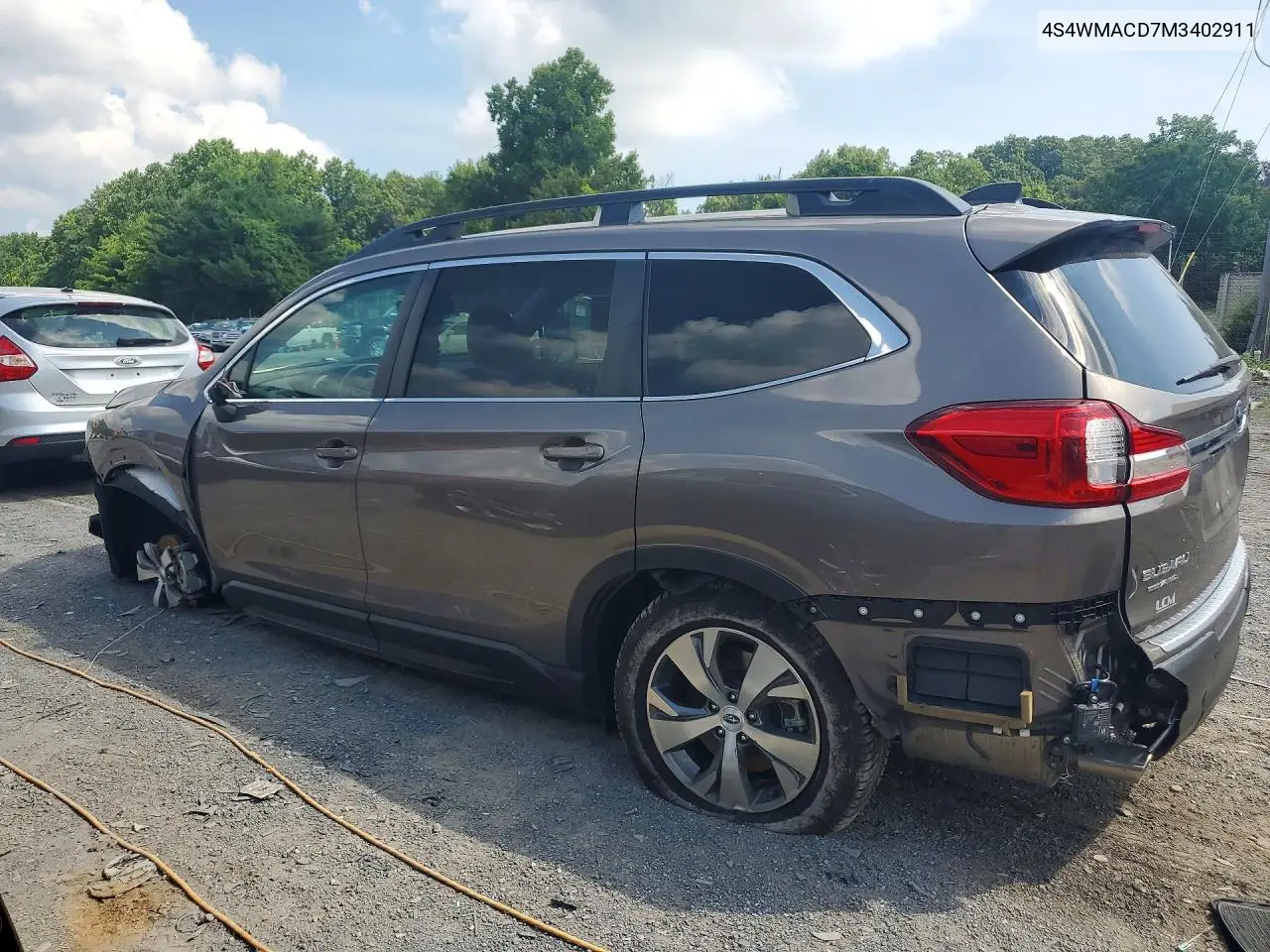 2021 Subaru Ascent Premium VIN: 4S4WMACD7M3402911 Lot: 58416036