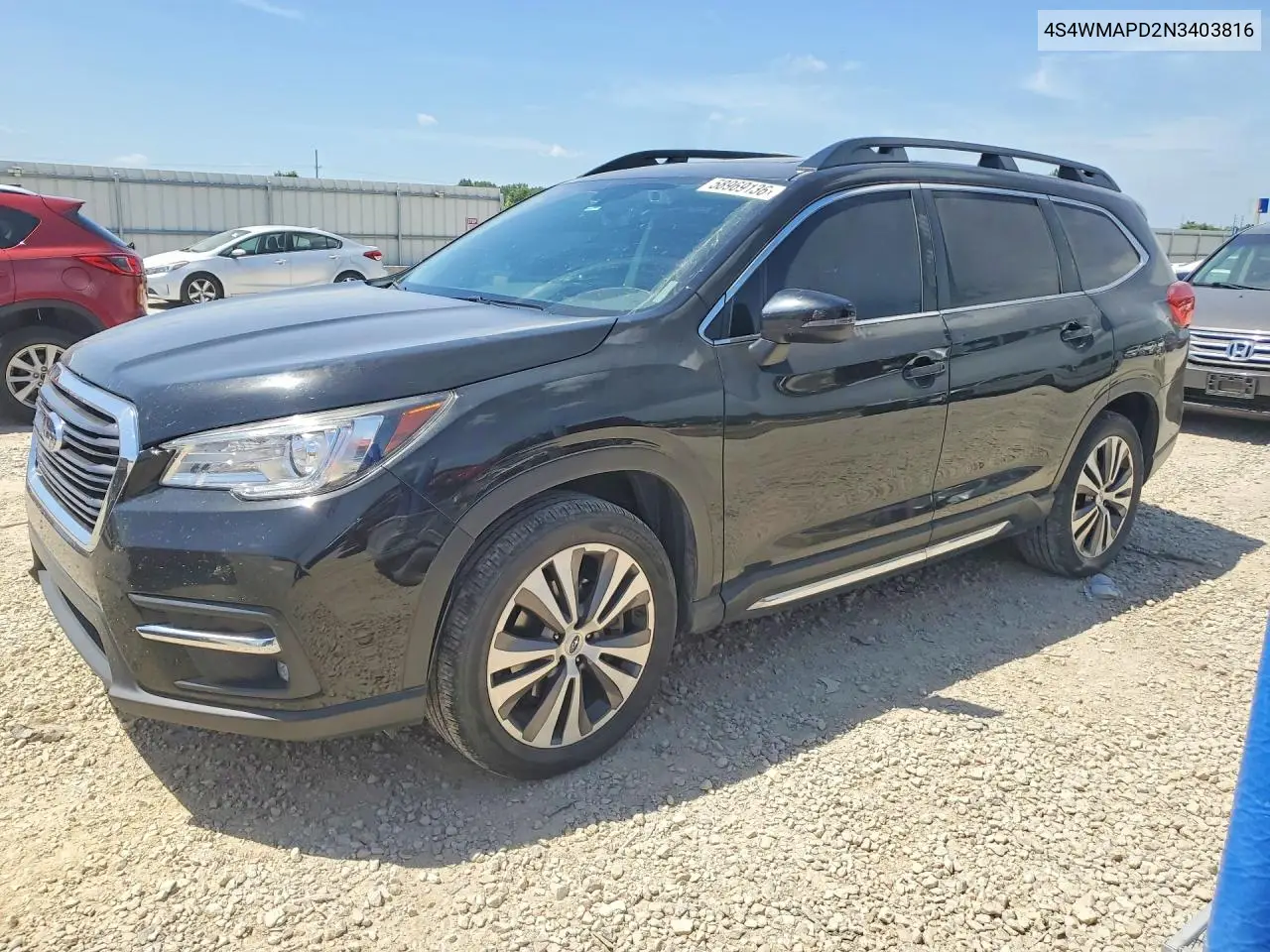 2022 Subaru Ascent Limited VIN: 4S4WMAPD2N3403816 Lot: 58969136