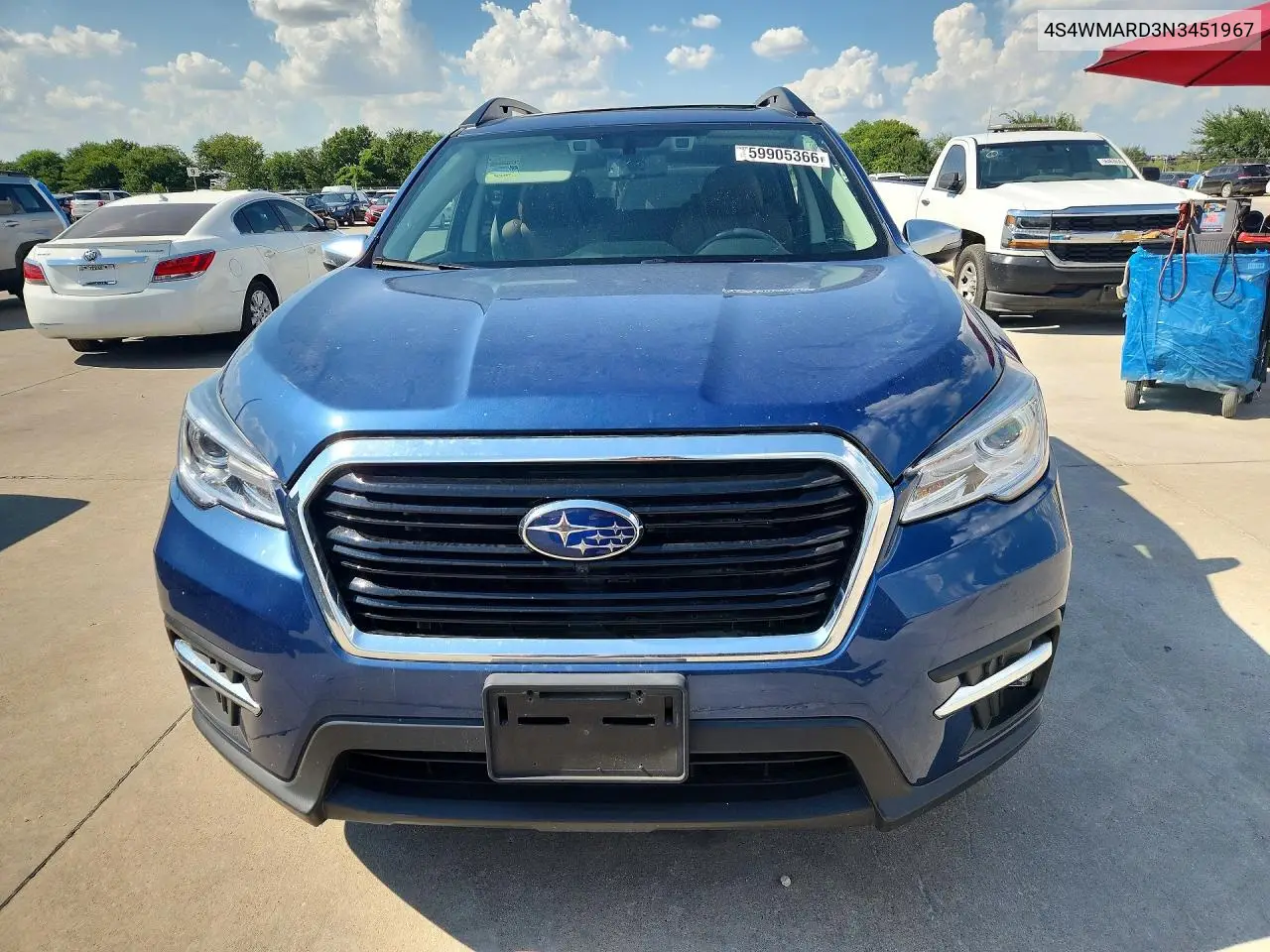 2022 Subaru Ascent Touring VIN: 4S4WMARD3N3451967 Lot: 59905366