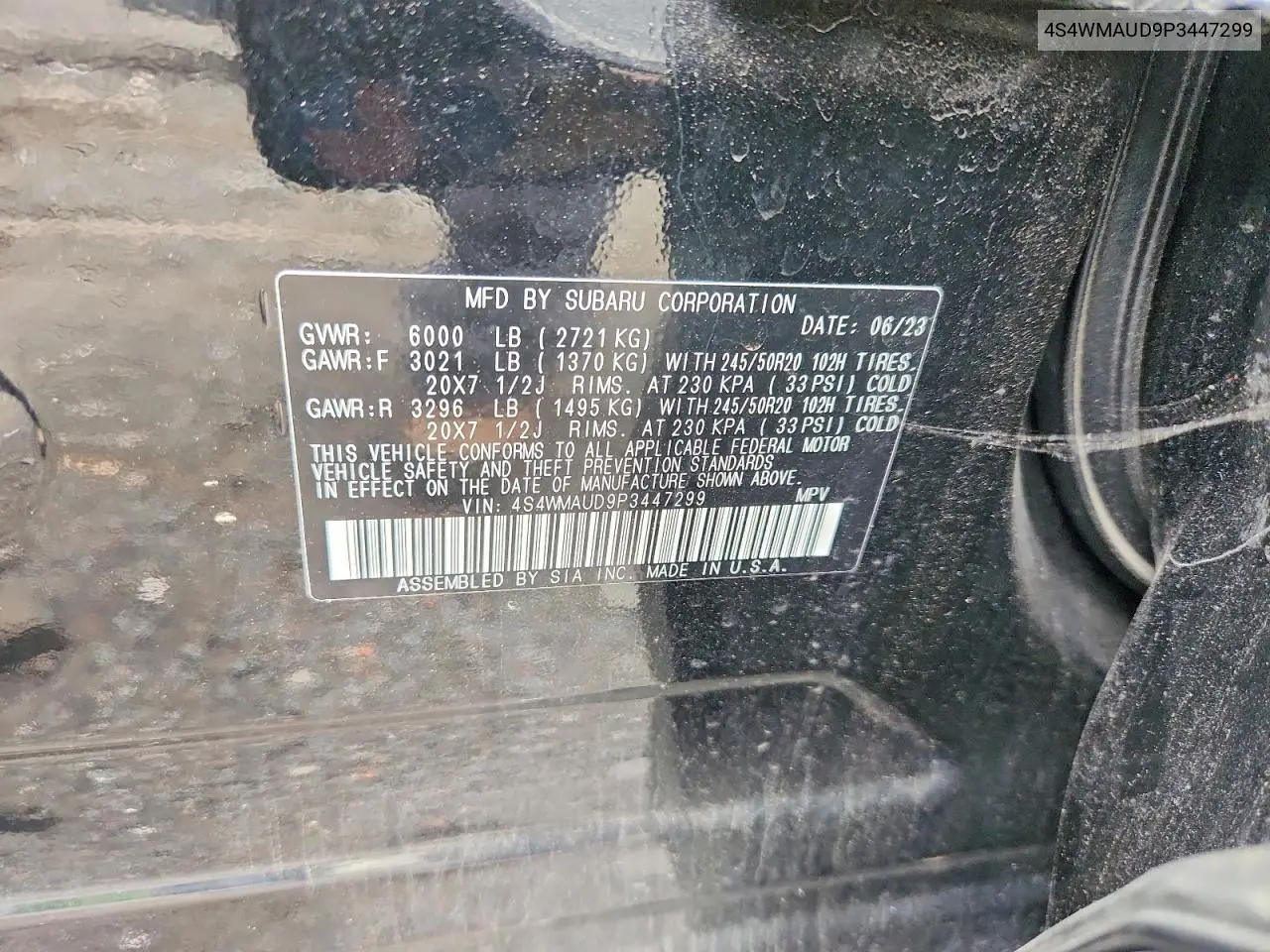 2023 Subaru Ascent Limited VIN: 4S4WMAUD9P3447299 Lot: 58802086