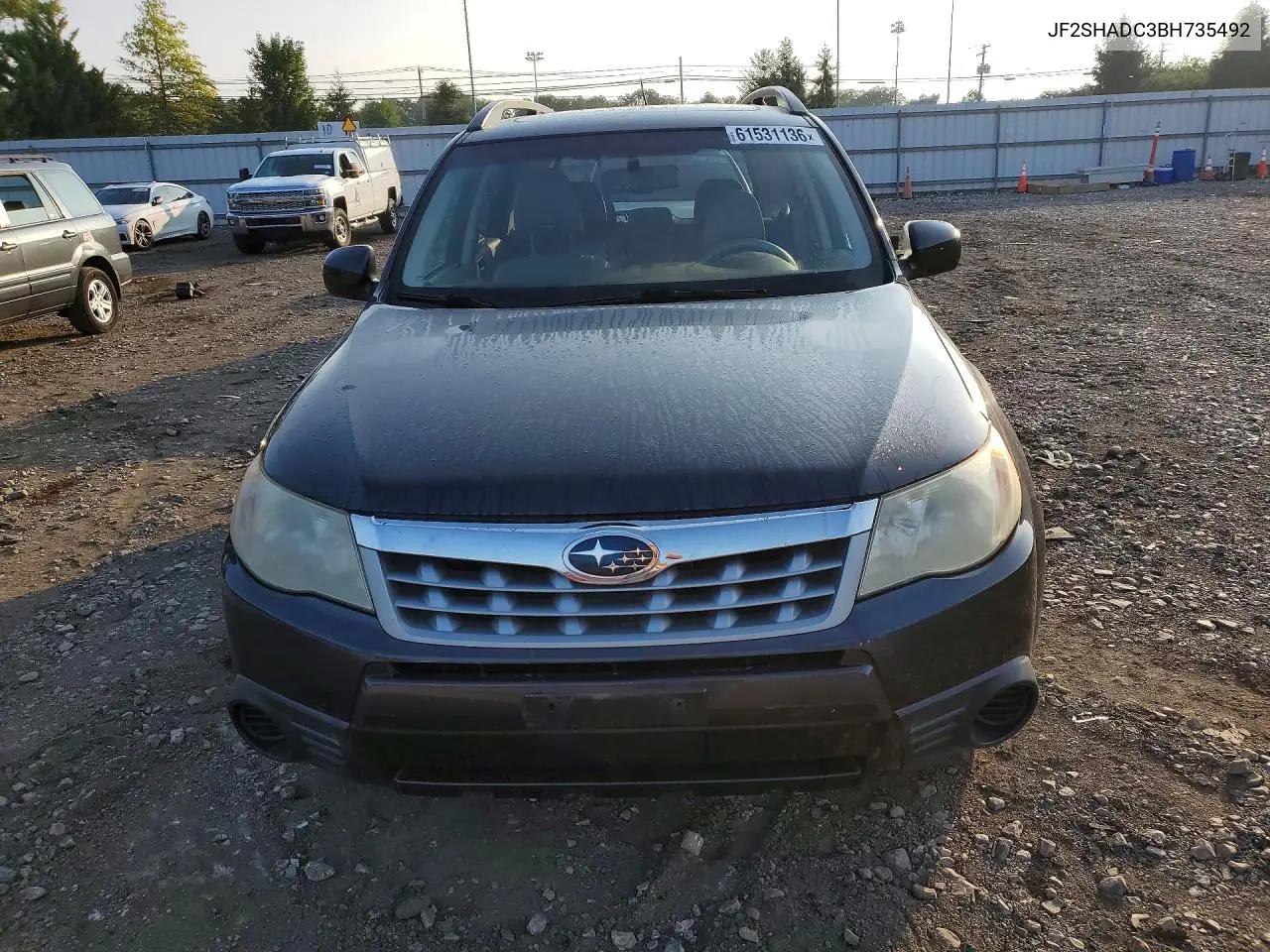 2011 Subaru Forester 2.5X Premium VIN: JF2SHADC3BH735492 Lot: 61531136