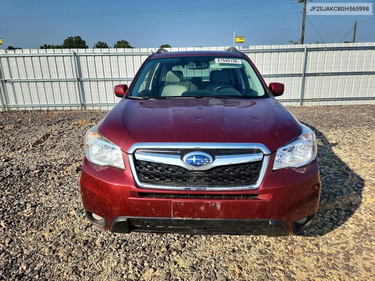 2016 Subaru Forester 2.5I Limited VIN: JF2SJAKC8GH565998 Lot: 61545136
