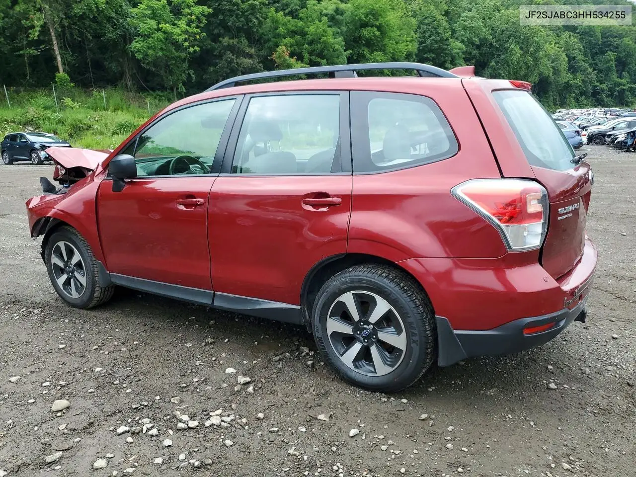 2017 Subaru Forester 2.5I VIN: JF2SJABC3HH534255 Lot: 62042036
