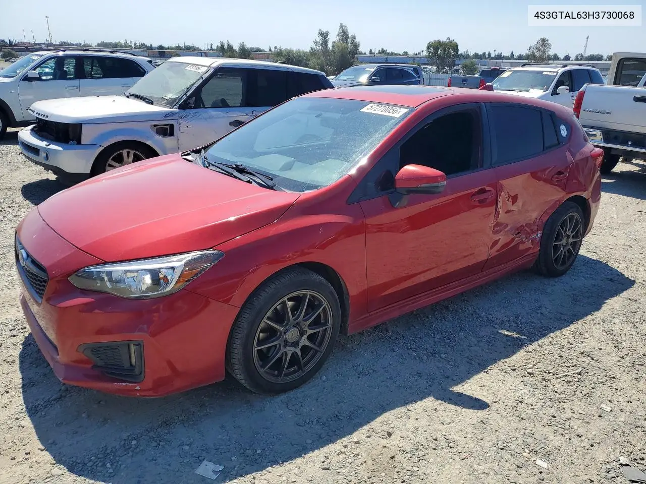 2017 Subaru Impreza VIN: 4S3GTAL63H3730068 Lot: 57270056