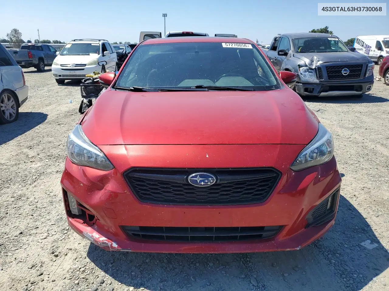 2017 Subaru Impreza VIN: 4S3GTAL63H3730068 Lot: 57270056