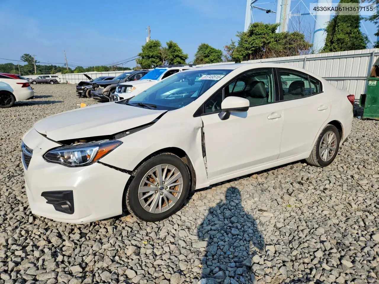 2017 Subaru Impreza Premium Plus VIN: 4S3GKAD61H3617155 Lot: 61749516