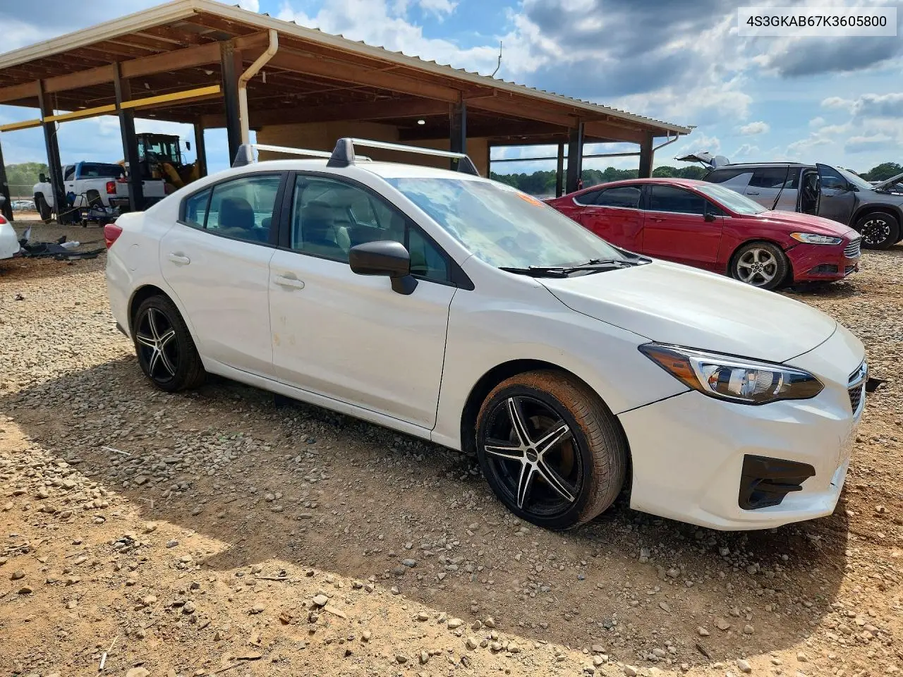 2019 Subaru Impreza VIN: 4S3GKAB67K3605800 Lot: 57370526