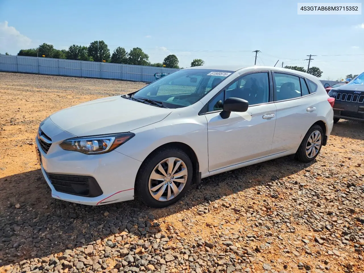 2021 Subaru Impreza VIN: 4S3GTAB68M3715352 Lot: 61569576