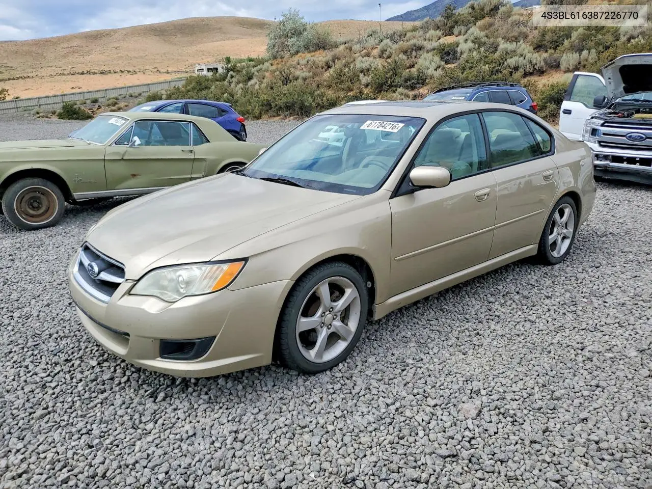 2008 Subaru Legacy 2.5I VIN: 4S3BL616387226770 Lot: 61784216