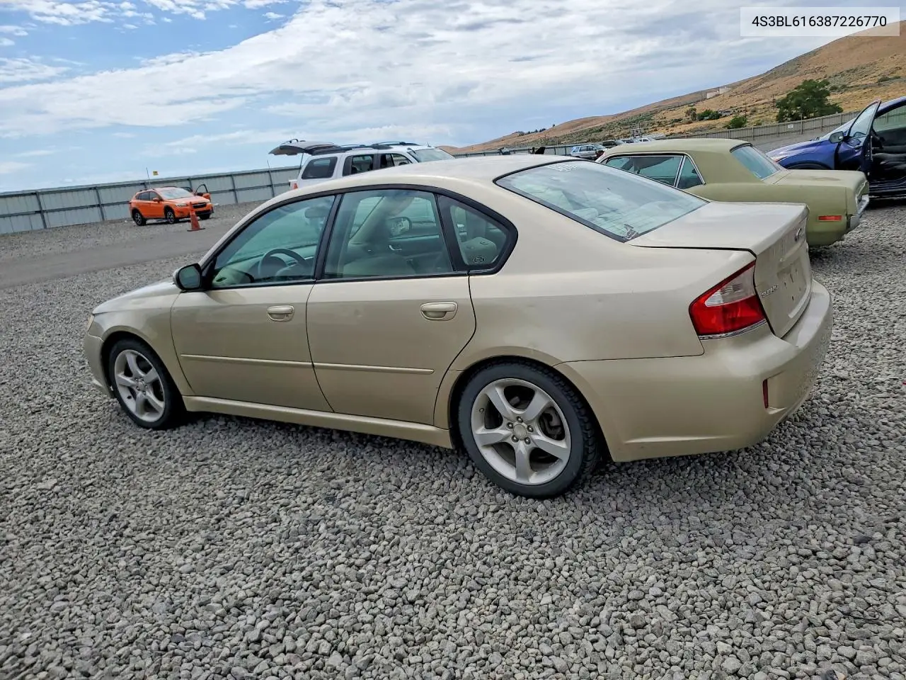2008 Subaru Legacy 2.5I VIN: 4S3BL616387226770 Lot: 61784216