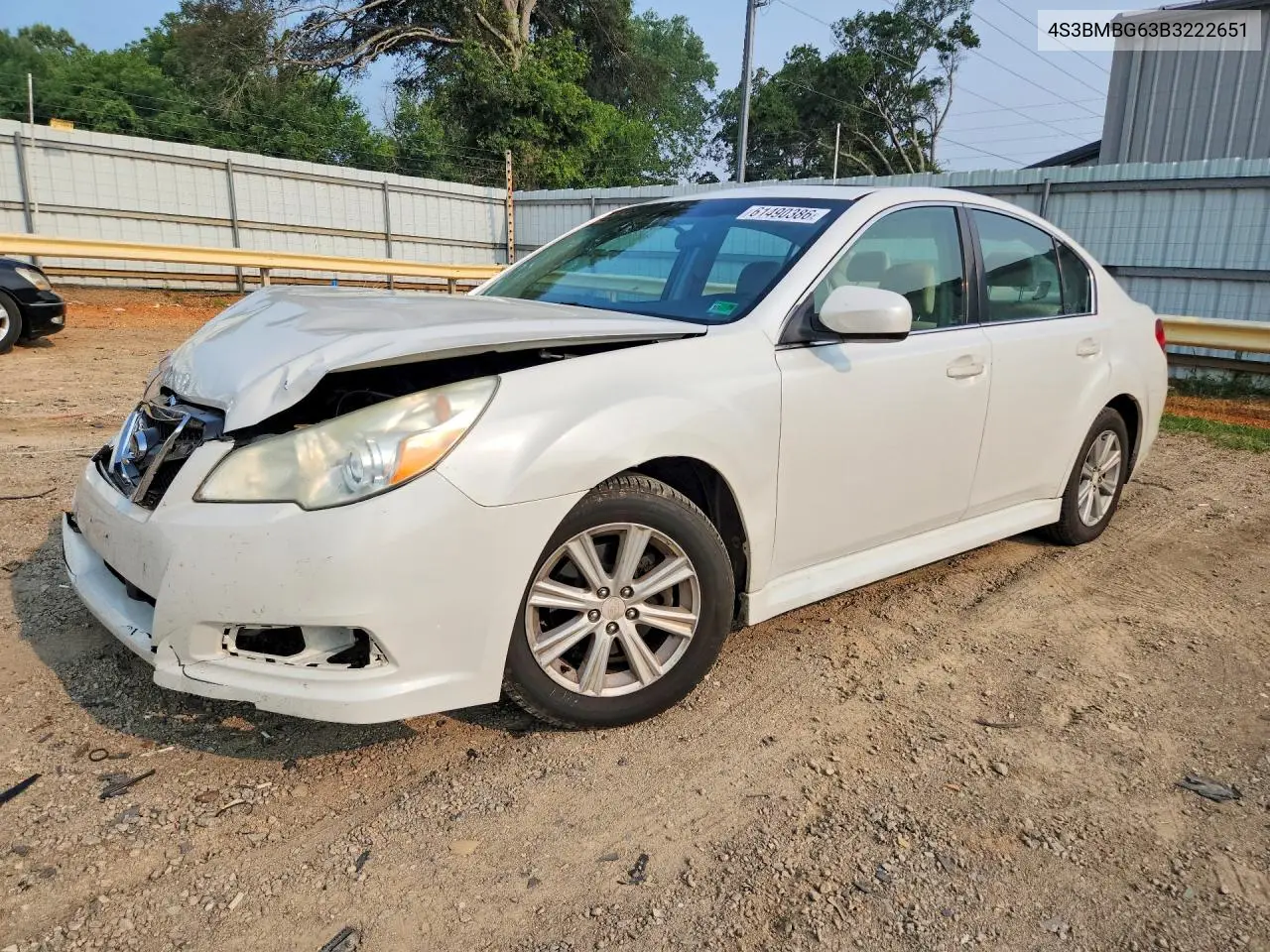 2011 Subaru Legacy 2.5I Premium VIN: 4S3BMBG63B3222651 Lot: 61490386