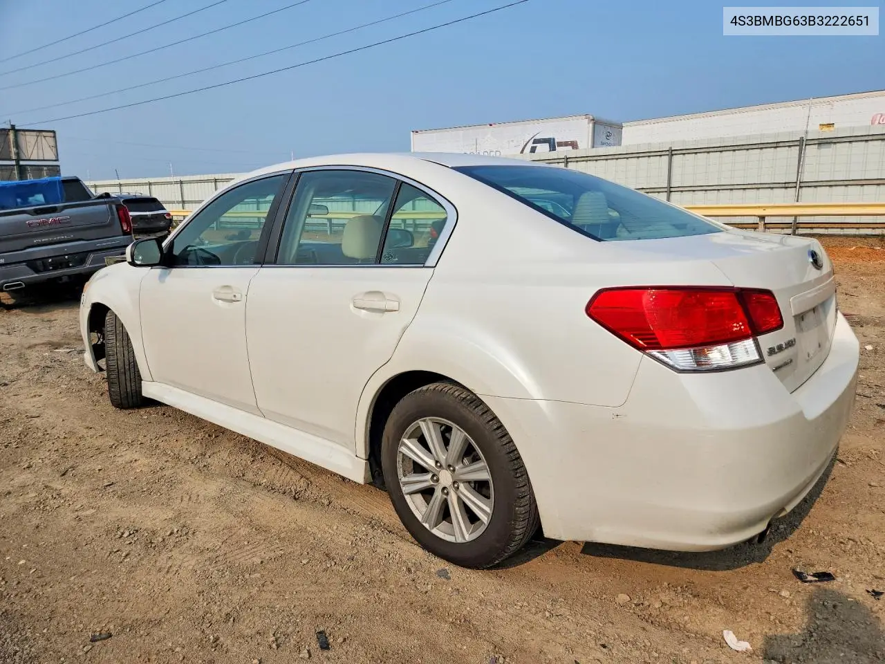 2011 Subaru Legacy 2.5I Premium VIN: 4S3BMBG63B3222651 Lot: 61490386