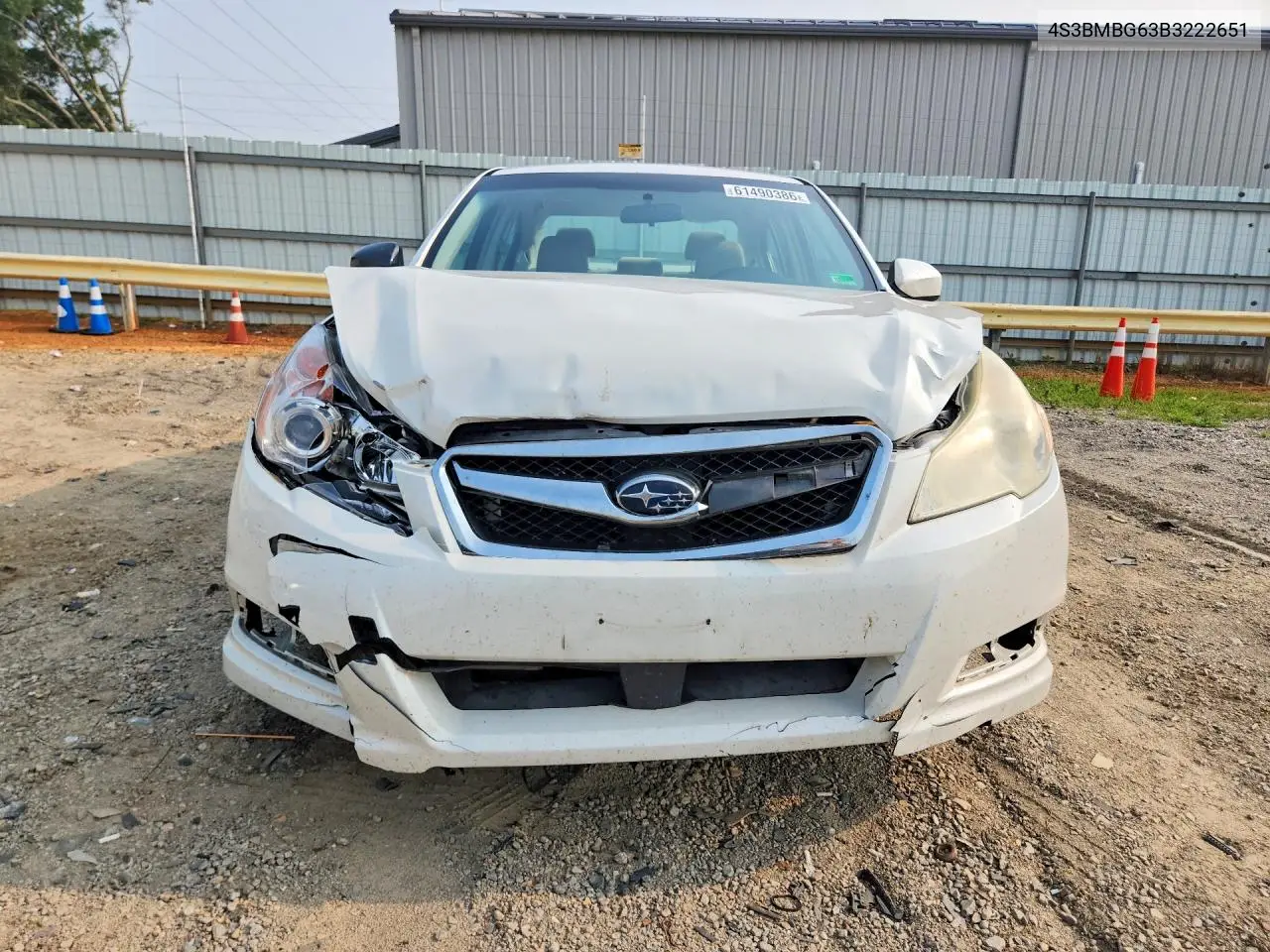 2011 Subaru Legacy 2.5I Premium VIN: 4S3BMBG63B3222651 Lot: 61490386