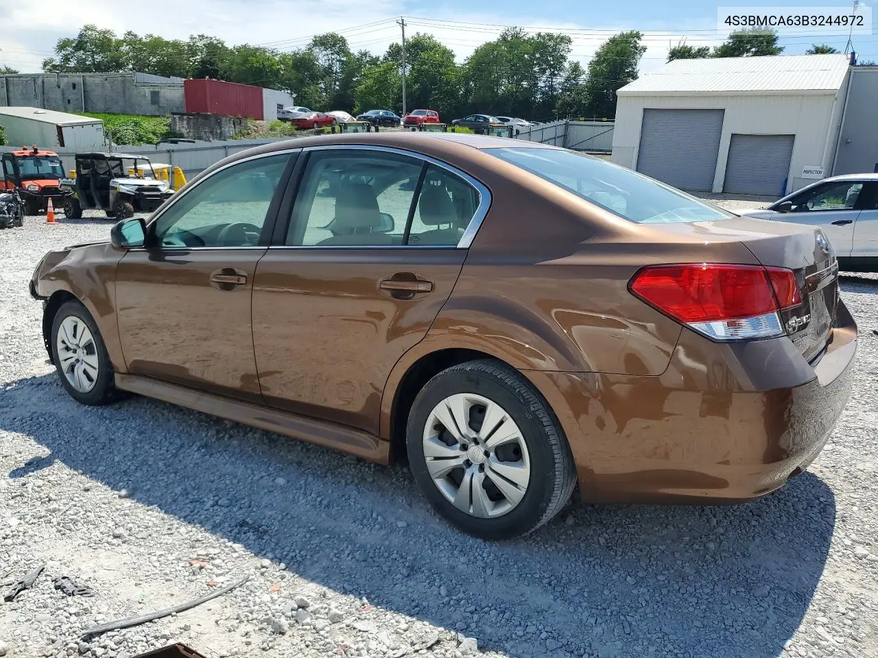 2011 Subaru Legacy 2.5I VIN: 4S3BMCA63B3244972 Lot: 61585306