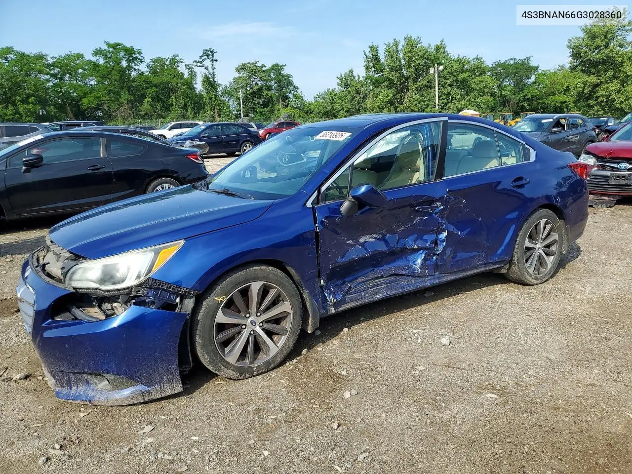2016 Subaru Legacy 2.5I Limited VIN: 4S3BNAN66G3028360 Lot: 56318926