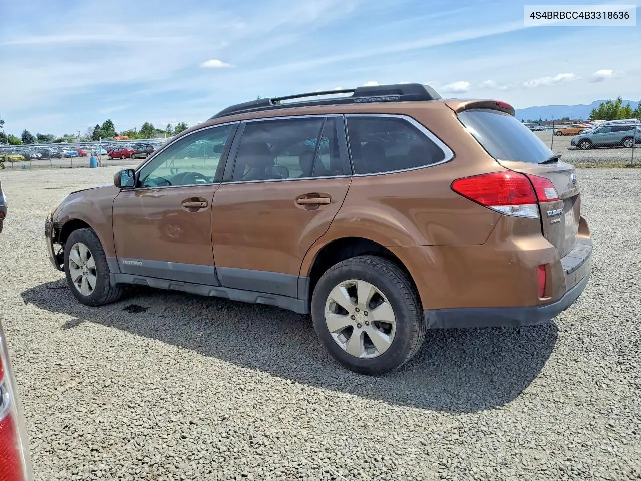 2011 Subaru Outback 2.5I Premium VIN: 4S4BRBCC4B3318636 Lot: 59542076