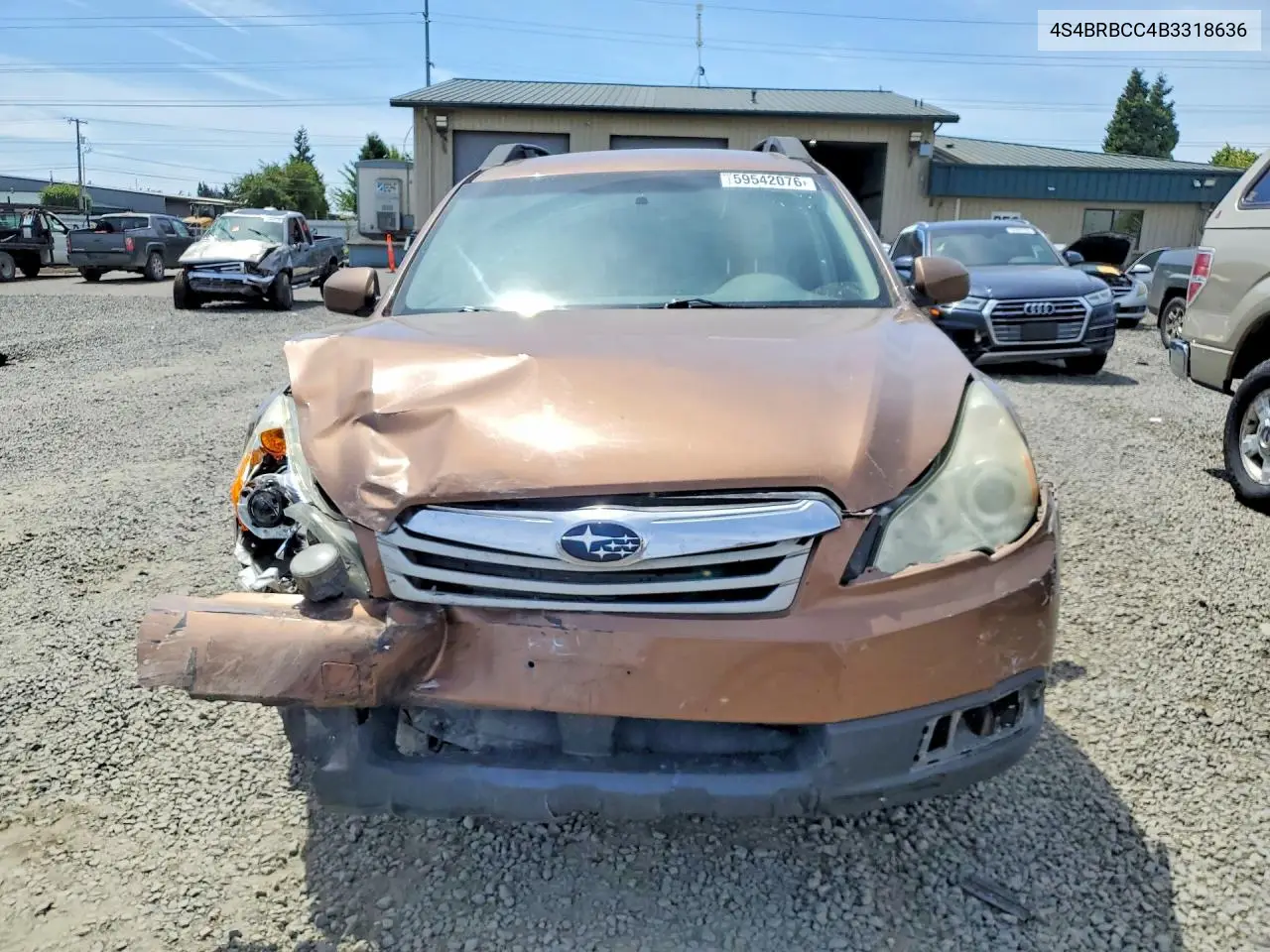 2011 Subaru Outback 2.5I Premium VIN: 4S4BRBCC4B3318636 Lot: 59542076