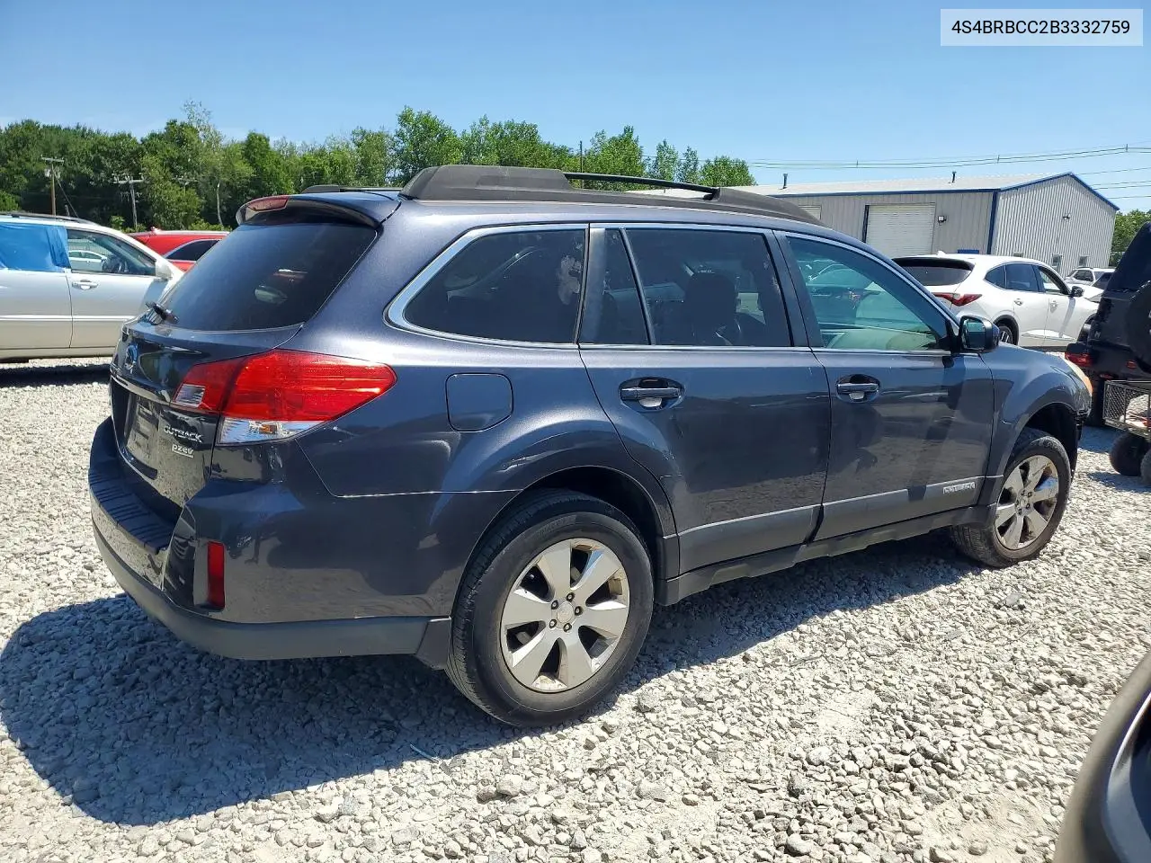 2011 Subaru Outback 2.5I Premium VIN: 4S4BRBCC2B3332759 Lot: 61553456