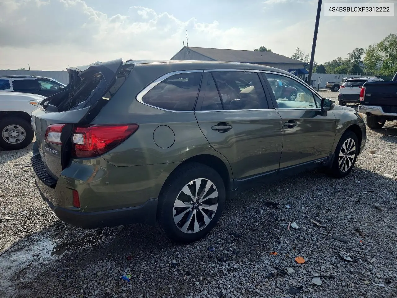 2015 Subaru Outback 2.5I Limited VIN: 4S4BSBLCXF3312222 Lot: 60258926