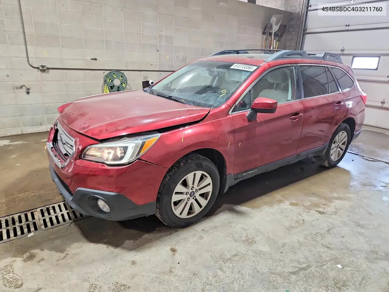2016 Subaru Outback 2.5I Premium VIN: 4S4BSBDC4G3211760 Lot: 61273356