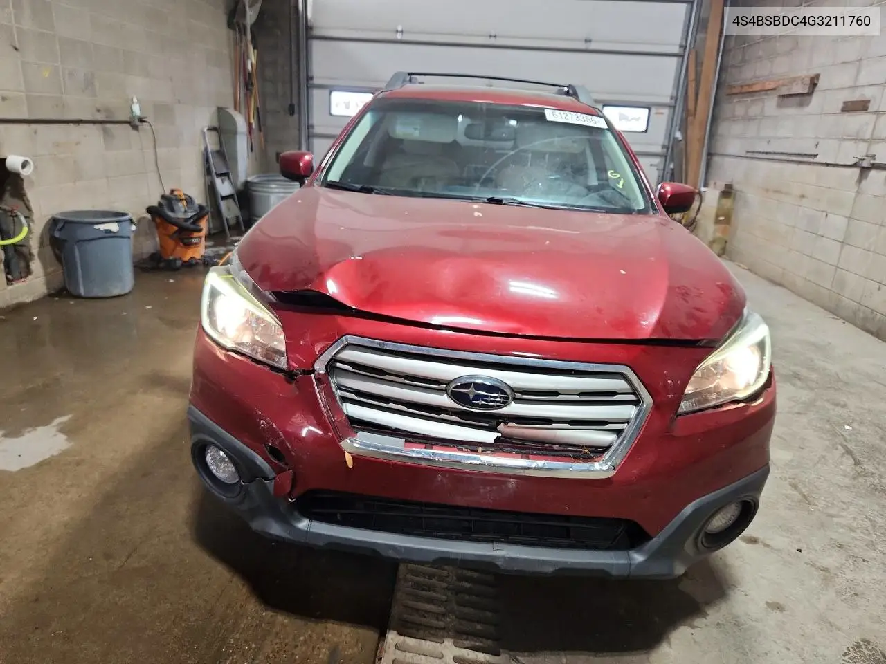 2016 Subaru Outback 2.5I Premium VIN: 4S4BSBDC4G3211760 Lot: 61273356