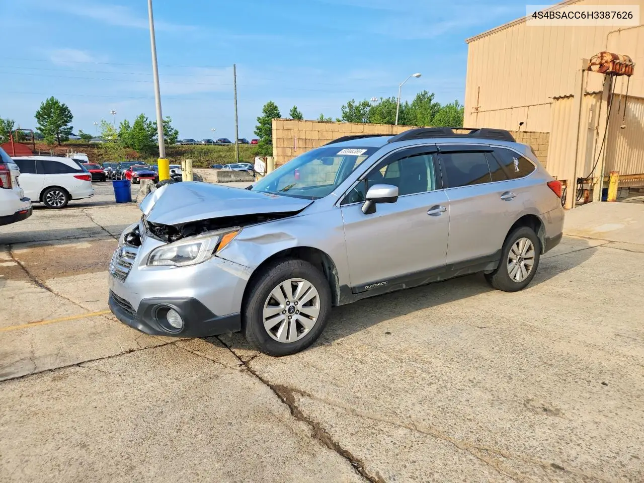 2017 Subaru Outback 2.5I Premium VIN: 4S4BSACC6H3387626 Lot: 59948386