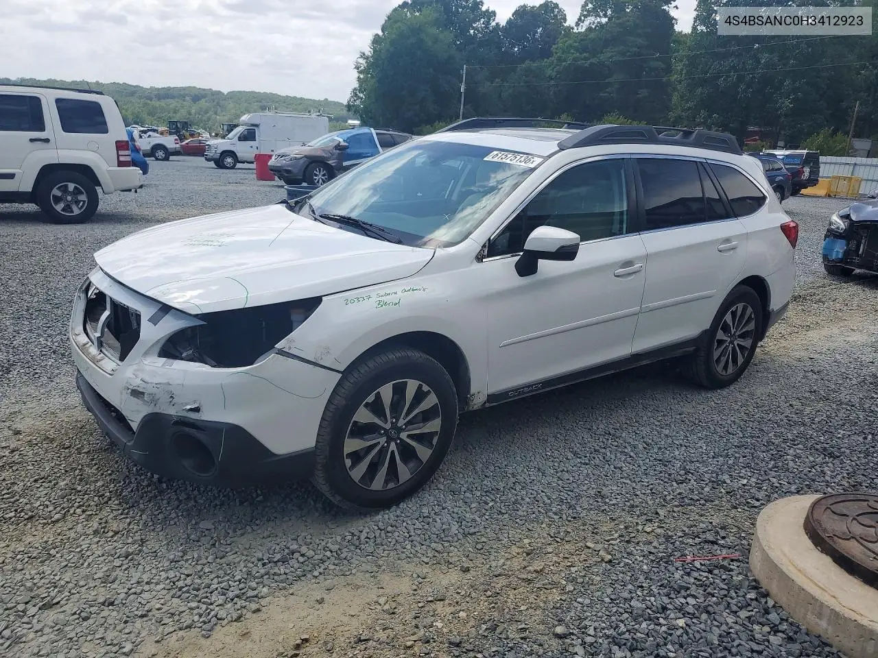 2017 Subaru Outback 2.5I Limited VIN: 4S4BSANC0H3412923 Lot: 61575136