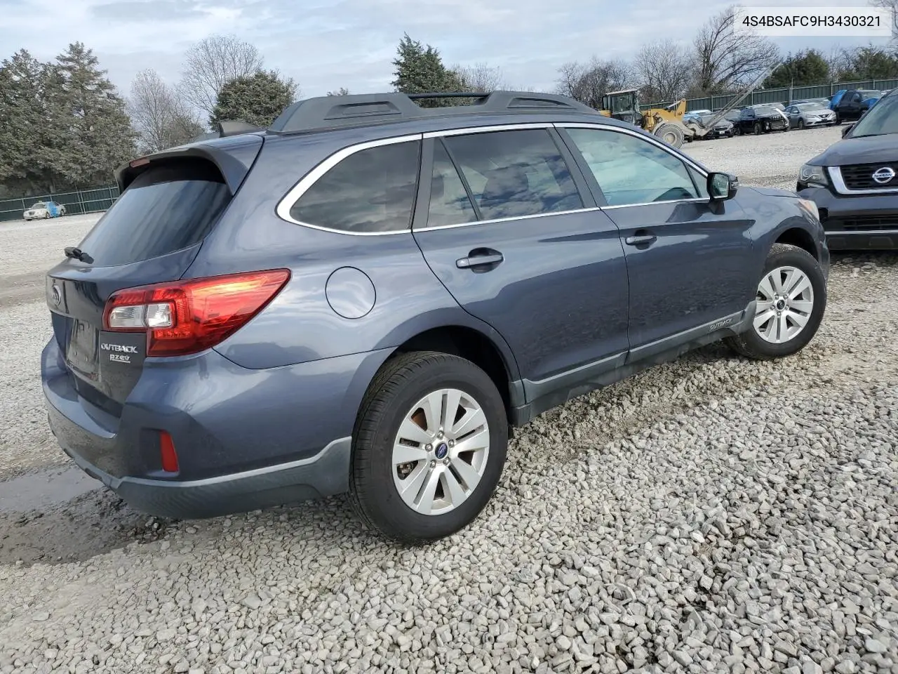 4S4BSAFC9H3430321 2017 Subaru Outback 2.5I Premium
