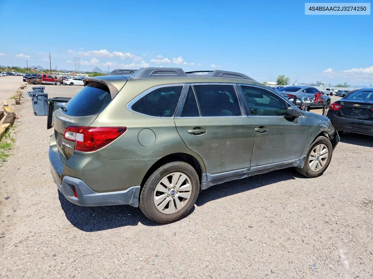 2018 Subaru Outback 2.5I VIN: 4S4BSAAC2J3274250 Lot: 61788216