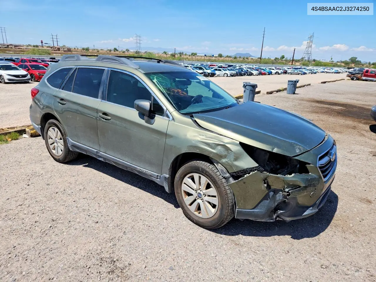 2018 Subaru Outback 2.5I VIN: 4S4BSAAC2J3274250 Lot: 61788216