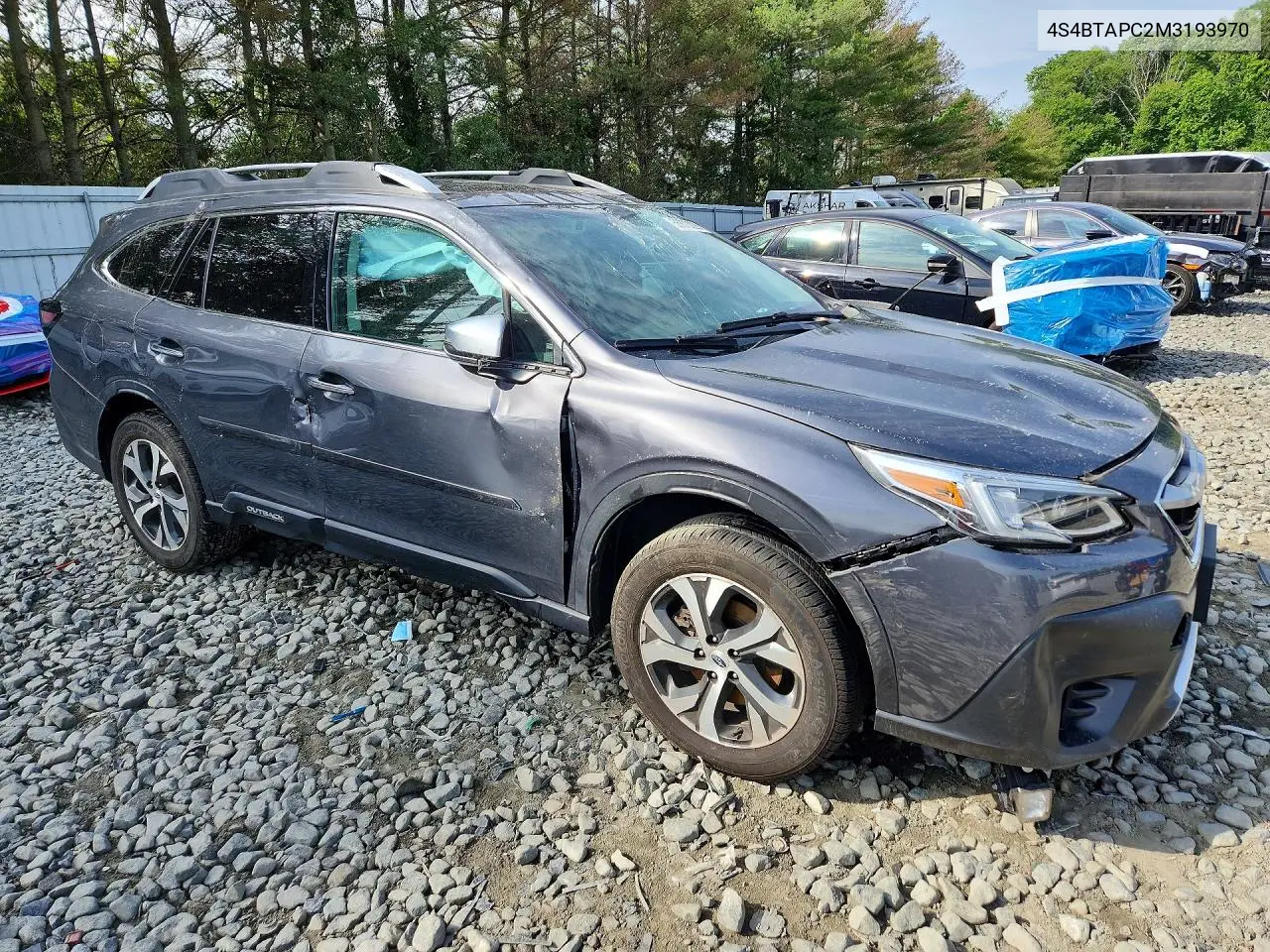 2021 Subaru Outback Touring VIN: 4S4BTAPC2M3193970 Lot: 56872226