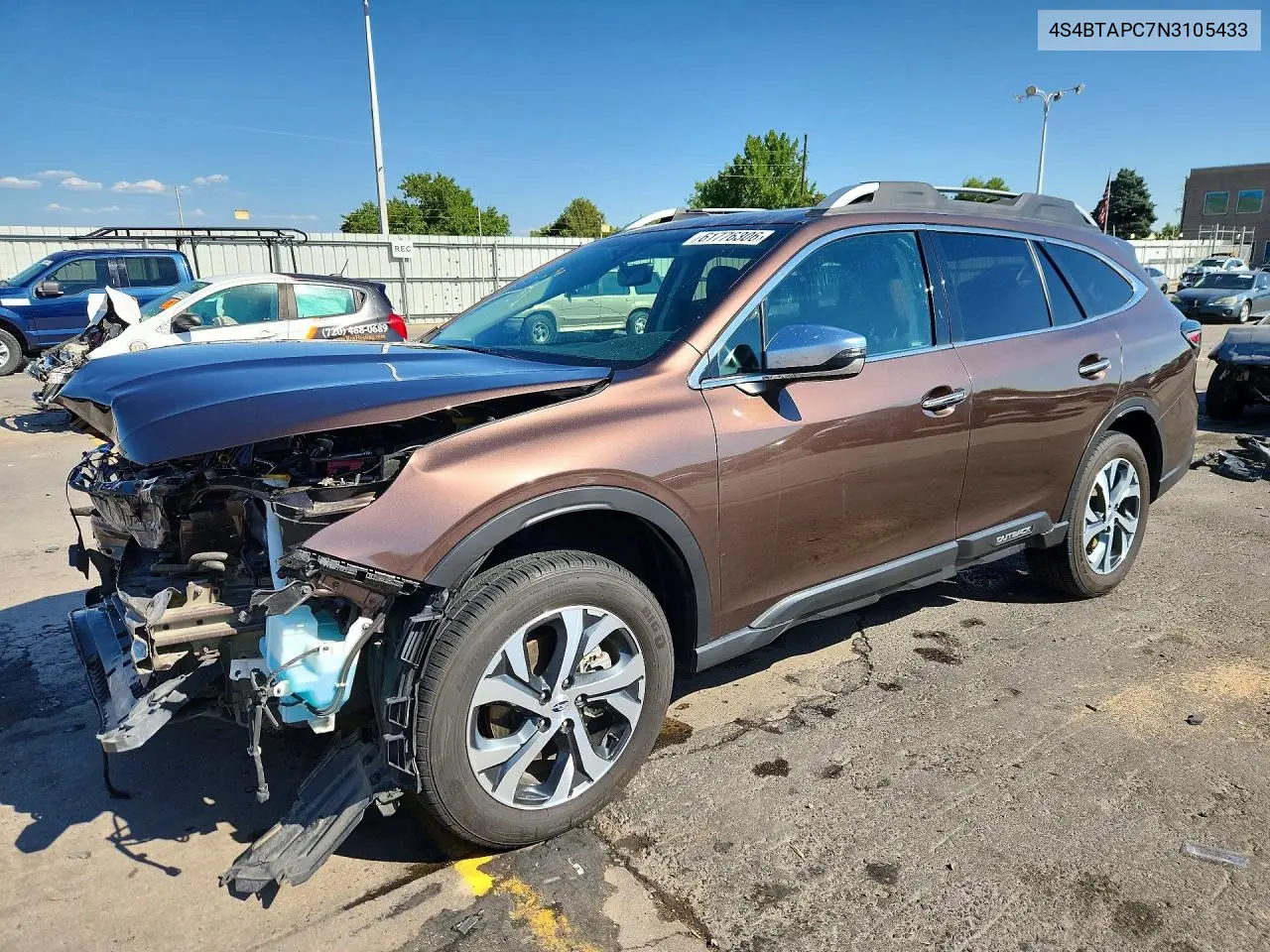 2022 Subaru Outback Touring VIN: 4S4BTAPC7N3105433 Lot: 61776306