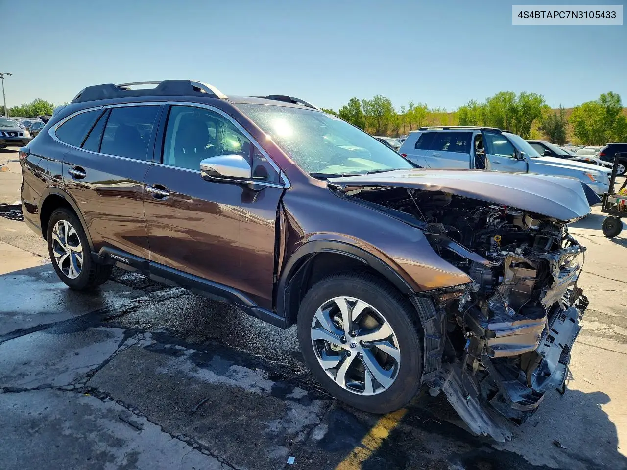 2022 Subaru Outback Touring VIN: 4S4BTAPC7N3105433 Lot: 61776306