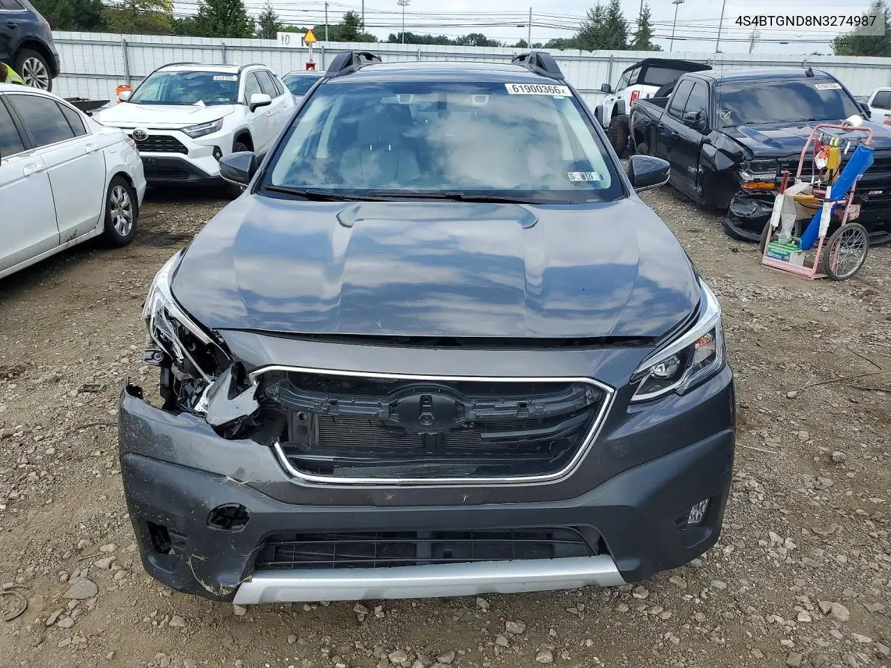 2022 Subaru Outback Limited Xt VIN: 4S4BTGND8N3274987 Lot: 61900366