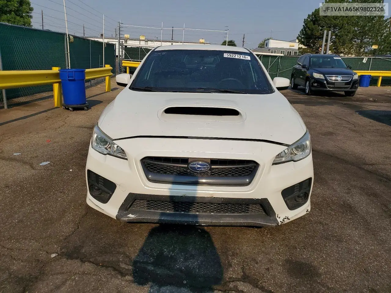 2019 Subaru Wrx VIN: JF1VA1A65K9802320 Lot: 59221216