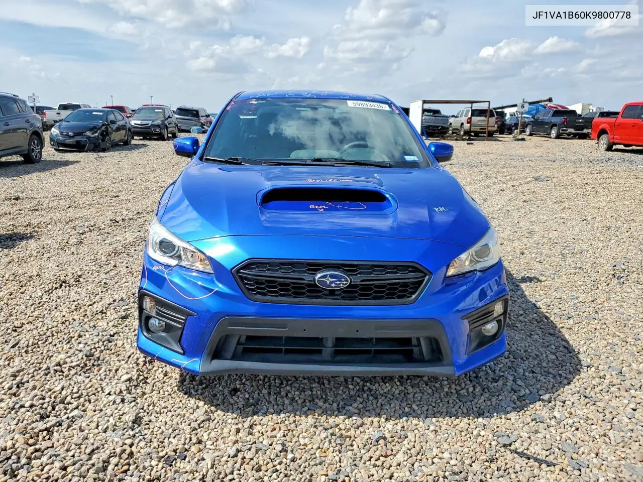 2019 Subaru Wrx Premium VIN: JF1VA1B60K9800778 Lot: 59893436