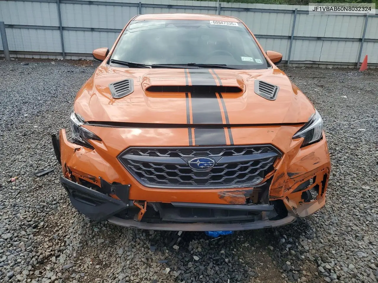 2022 Subaru Wrx VIN: JF1VBAB60N8032324 Lot: 60947336