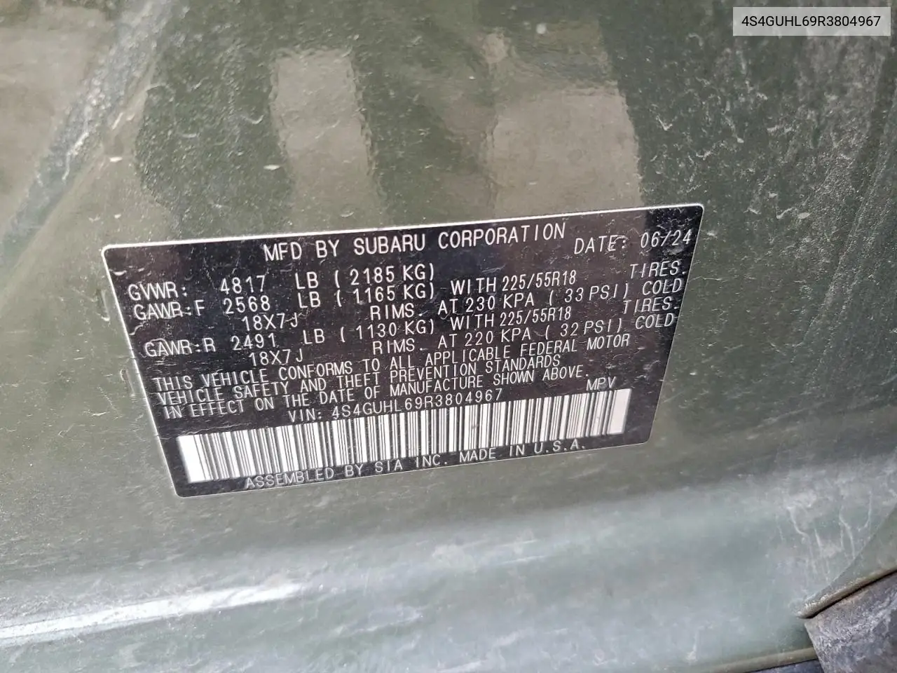 4S4GUHL69R3804960 2024 Subaru Crosstrek Limited