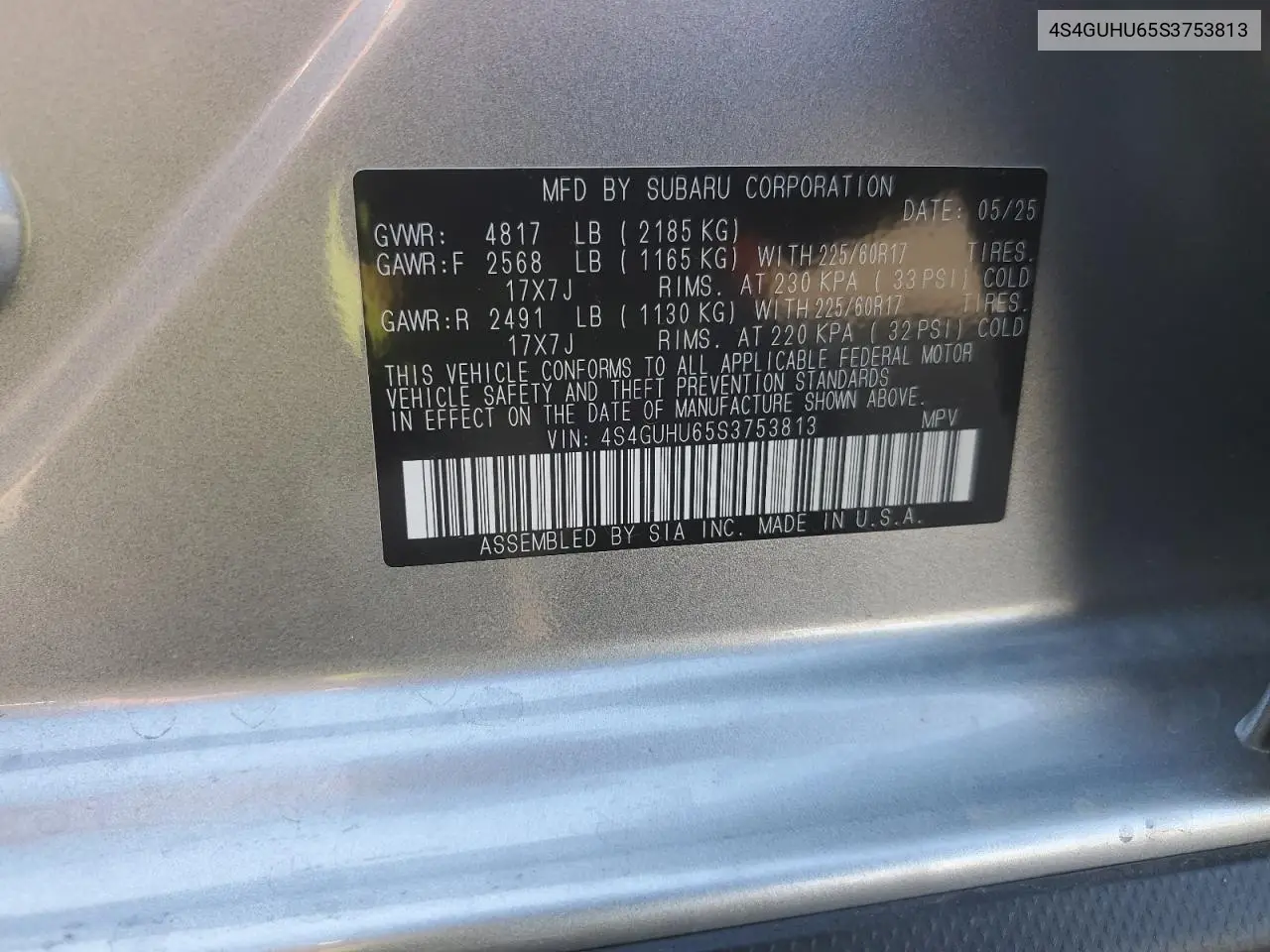 4S4GUHU65S3753813 2025 Subaru Crosstrek Wilderness