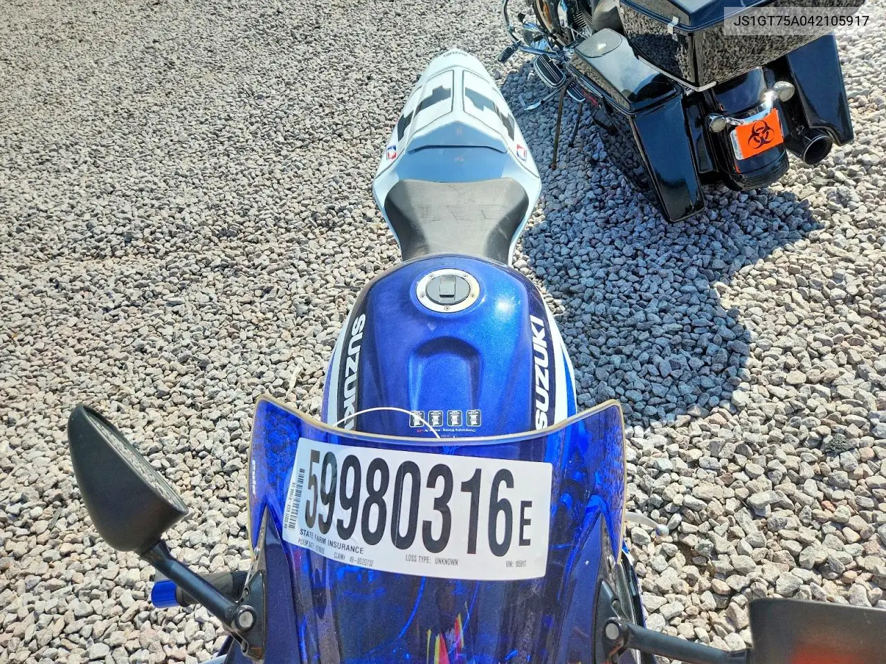 2004 Suzuki Gsx-R1000 VIN: JS1GT75A042105917 Lot: 59980316