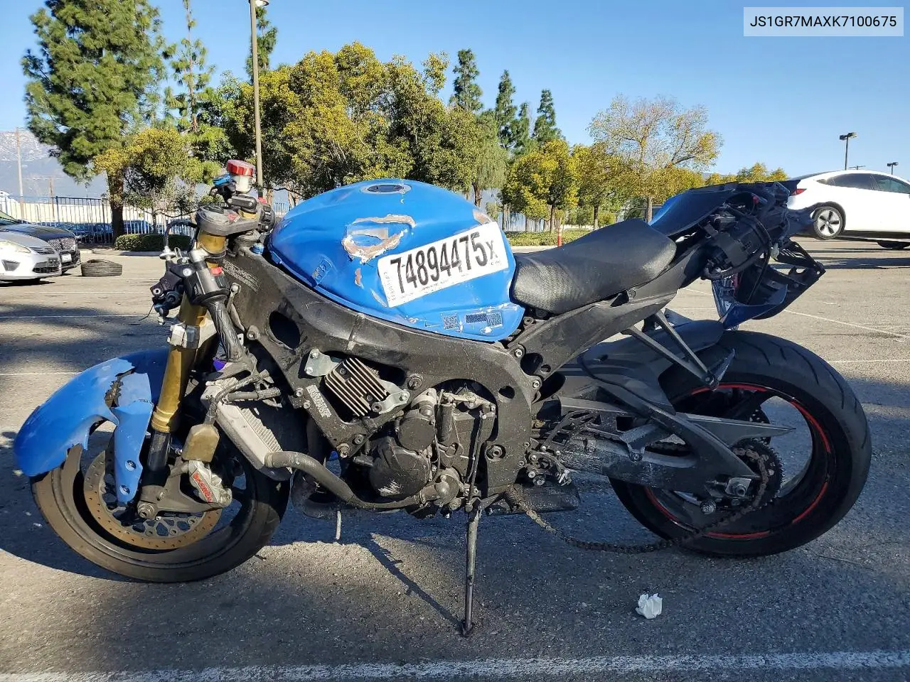2019 Suzuki Gsx-R750 VIN: JS1GR7MAXK7100675 Lot: 74894475